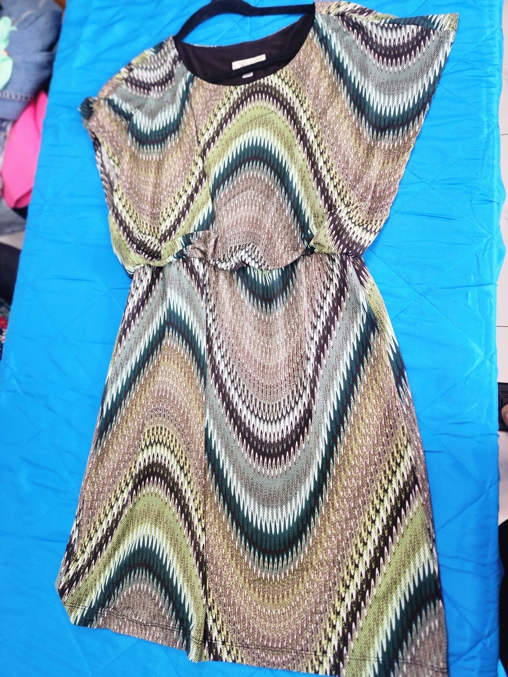 Multicolor Wave Print Short Dress
